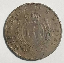 Moneta 5 Centesimi LIRE San Marino 1864 RARA