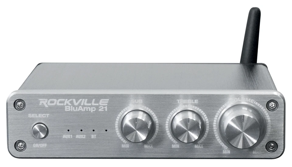 Rockville BLUAMP 21 SILVER 2.1 Channel Bluetooth Home Audio Amplifier Receiver - Image 3 of 4