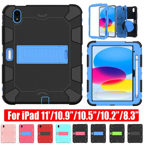 For iPad 10th Mini 6 8th Air 4 5 10.2 Pro 11 Shockproof Rubber Stand Case Cover - Picture 1 of 88