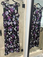 Attitudes by Renee Floral Butterfly Maxi Dress Size 1x Jersey NEW