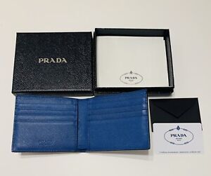 prada mens wallet blue