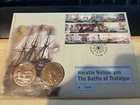 GB QEII PNC COIN COVER 2005 BATTLE OF TRAFALGAR NELSON £5 Coin X2 B/UNC (15835)