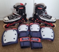 SFR Camden Inline Skates Black & White Adjustable Inc Pad Set UK3-6 EU35,5-39,5