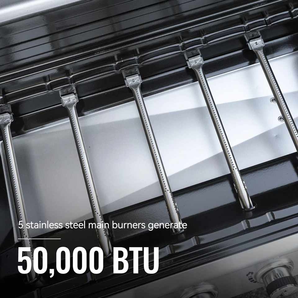 Parrilla de gas propano líquido para barbacoa Royal Gourmet de 6 quemadores con quemador Sear/quemador lateral Foto 2 de 4