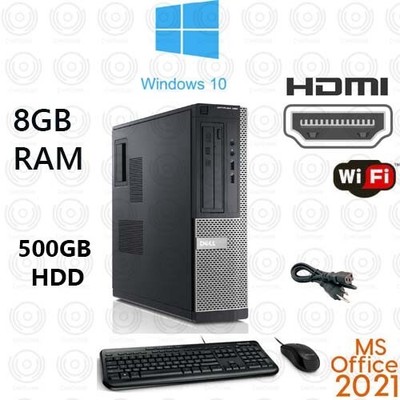 Dell OptiPlex Dual core Windows 10 500GB HDD 8GB RAM WiFi BT Desktop Computer PC