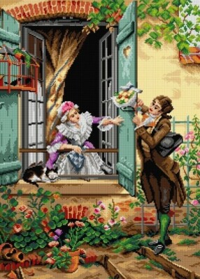 ''My Valentine ''Printed Canvas or Threads Kit for Tapestry Gobelin Orchidea 2929