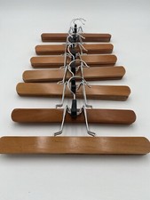 Vintage Wooden Pants Skirt Hangers Set Of 7 Wood Closet Storage