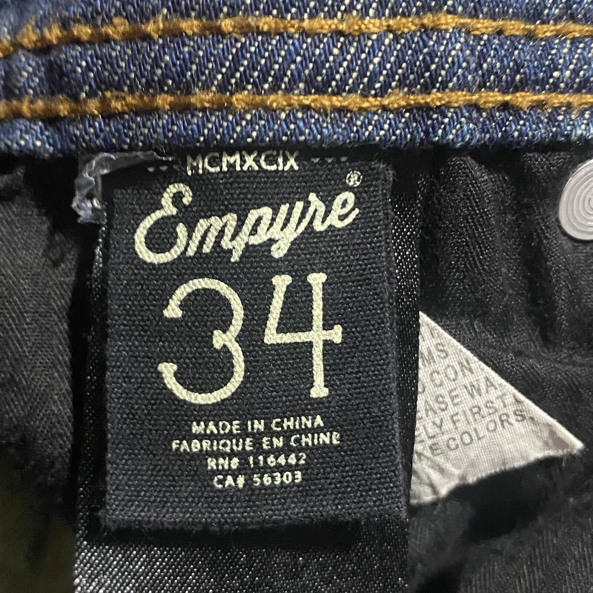Empyre Mens Blue Denim Medium Wash Slim Fit Jeans Size 34 x 32 | eBay