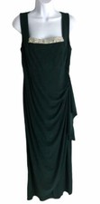 129 R M Richards Women's Green Sleeveless Square Neck Gown Dress Size 12