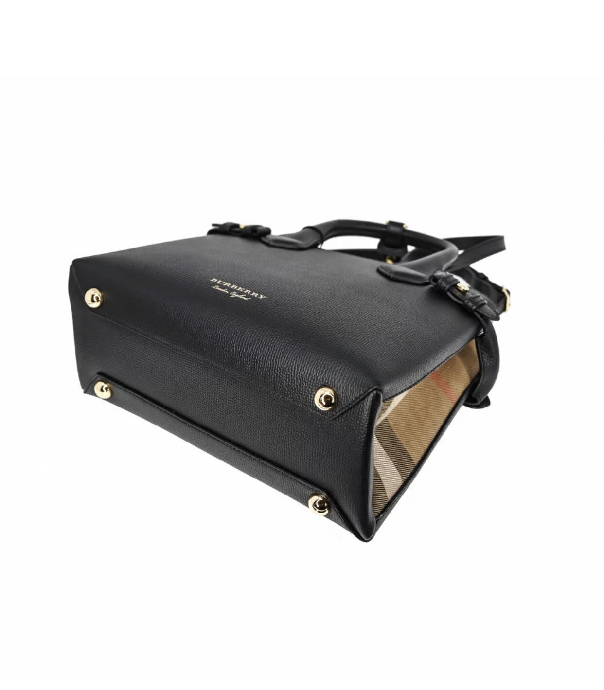 Burberry Medium Banner House Check Derby Black Leather Tote image 4