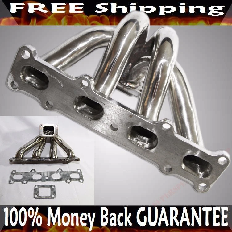 Colector turbo de acero inoxidable para 94-05 Mazda Miata MX5 1,8 L DOHC 25/T28 brida Foto 2 de 4