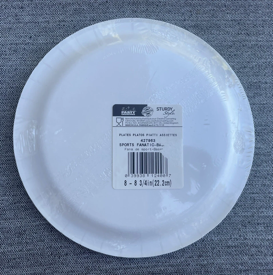 Lote de 3 Paquetes Fiesta Creaciones Béisbol Deportes Fanáticos Platos de Papel 8 por paquete Foto 4 de 4