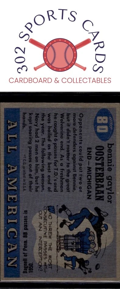 1955 Topps All-American #80 Bennie Oosterbaan - Image 2 of 2