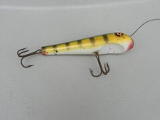 Old Wooden 6" Lure For Muskie Heddon/ Creek Chub / Paw Paw ? Perch Pattern Used