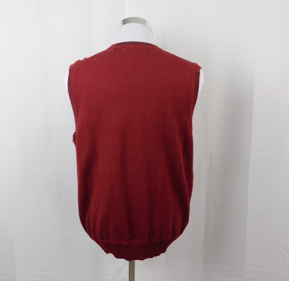 Geoffrey Beene Men's Reversible Cotton Sweater Vest Gray/Red, Large #4713 - Image 3 of 4
