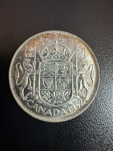 1952 SILVER Canada 50 Cents - Likely AU - George VI - 80% SILVER!