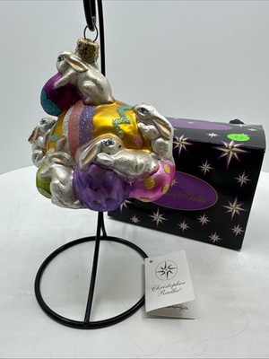 Vintage 2001 Christopher Radko Bunny Bunch Ornament In Mint Condition.