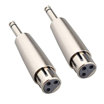2 Stück XLR zu Buchse 6,35 m Klinke Kabel Stecker Mono Kabel Kupplung Adapter 1/4 Zoll Stecker