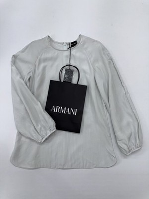Giorgio Armani Damen Bluse Weiß Seide Puffärmel EU 40 Neu mit Etikett