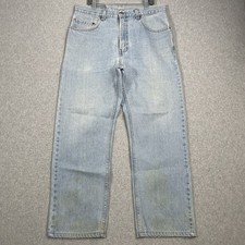 Vintage Levis 505 Jeans Mens 34x28 Blue Light Wash Straight Grunge USA Made 90s