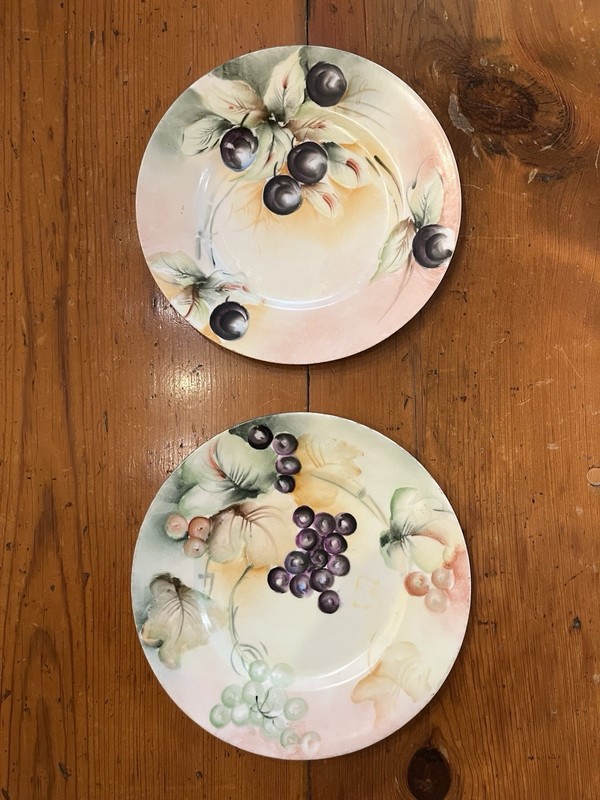 Austrian Hand-Painted Porcelain Dinner Plates (2) Circa. 1900
