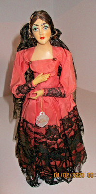 Vintage Munesco Carselle  Spanish Flamenco Dancer Doll w Hang Tag
