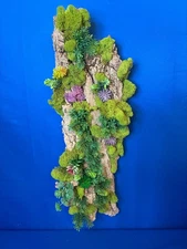 Wall Art Preserved Moss Artificial Succulent  Home  Mounted on Real Wood Bark