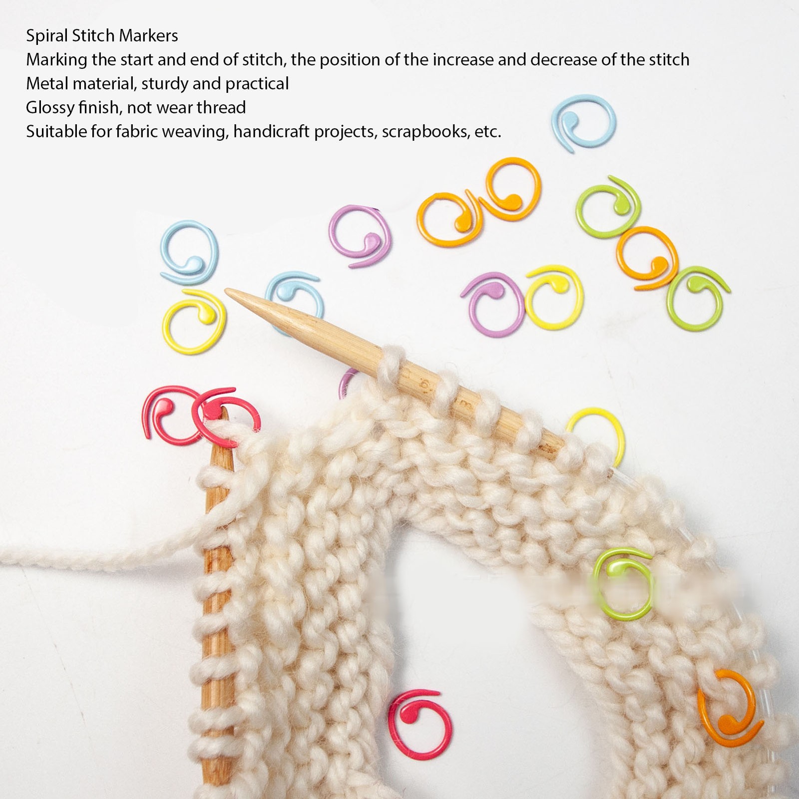 50PCS Metal Stitch Markers Spiral Markers Crochet Locking Hooks For For Knitting