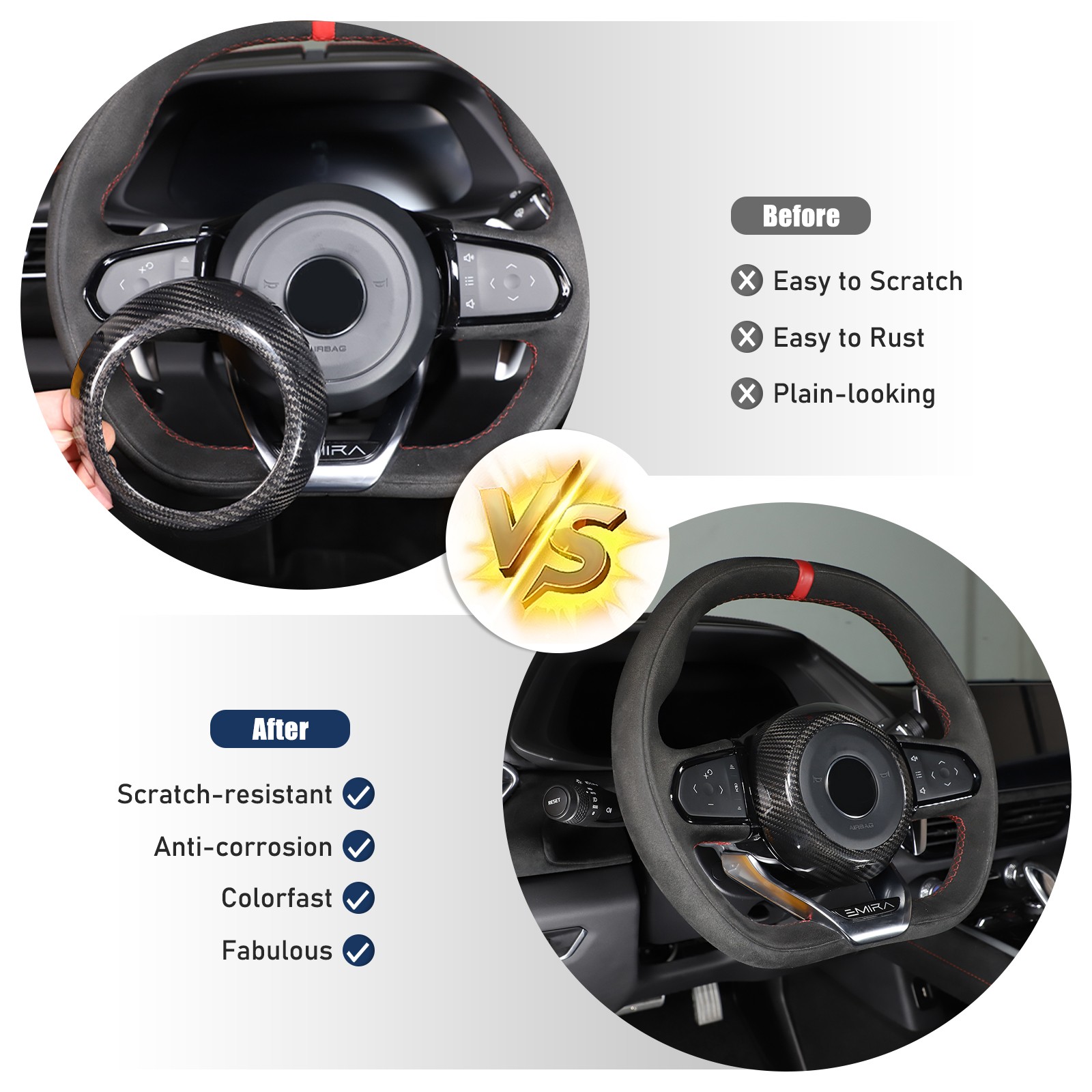 For Lotus EMIRA 21-23 CarbonFiber Interior Steering Wheel Trim Cover Accessories