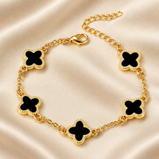Celvora Adjustable Clover Bracelet for Women Gold Tone Charm Bracelet Jewelry