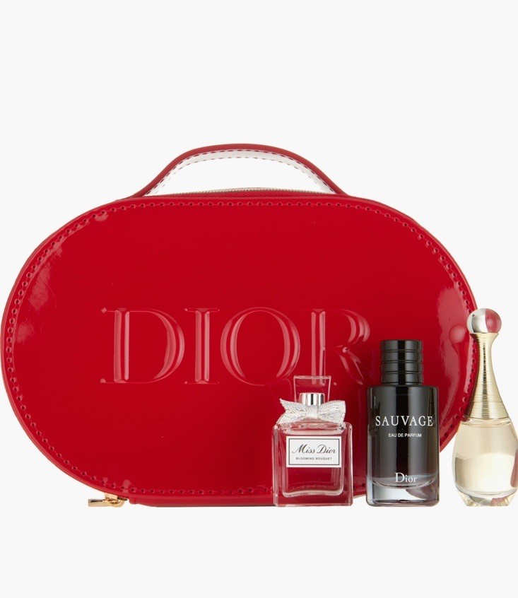 Dior Fragrance Trio Set with Red Patent Cosmetic Pouch | Miss Dior Sauvage Jadore-image