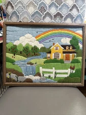 Vintage 1970s Rainbow Art The Creative Circle Finished & Framed