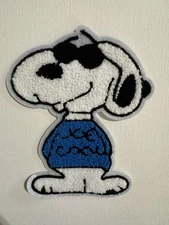 6 IN X 5 IN Large Embroidered Patch - Peanuts Snoopy In Blue ** Sew On ONLY”