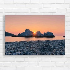 Sunset Seascape Rocks Milia Beach Skopelos Island Original Canvas Print Large