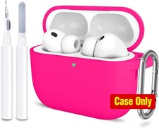Hot Pink Silicone Skin Case Cover for AirPods Pro 3 with Cleaner  Keychain