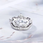 1.50Ct Heart Cut Diamond Crown Claddagh Engagement Ring 14K White Gold Plated