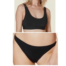 Andie Bikini Set Ventura Top Cheeky Bikini Bottom Black size L NWT