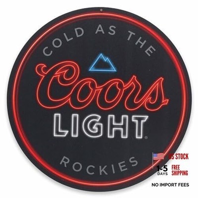 Molson Coors Light Cold as the Rockies Round Metal Sign - Fun Coors Light Black
