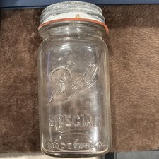 Vintage Ball Special Made In USA Quart Widemouth Ribbed Jar Glass InsertZincBand