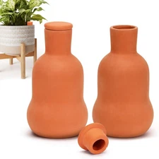 Terracotta Ollas Watering Pots, 2 PCS Slow Release Plant Watering Globes Terr...