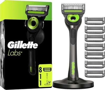 Gillette Labs mit Reinigungs-Element Rasierer für Männer, 1 Handstück, 8 Klingen