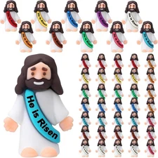 Bememo 50 Pcs Little Jesus Figures Original Design Rubber Mini Jesus Toys for Hi