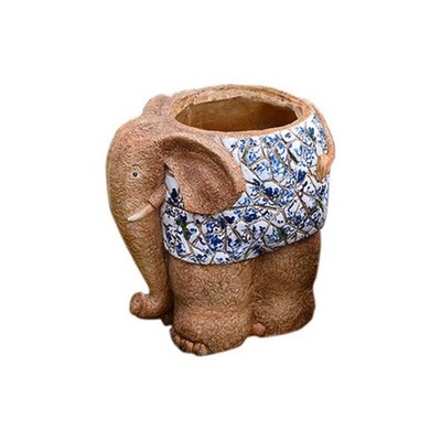 Handbemalter Elefanten-Pflanzkübel Mit Blumenmuster, Dekorativer