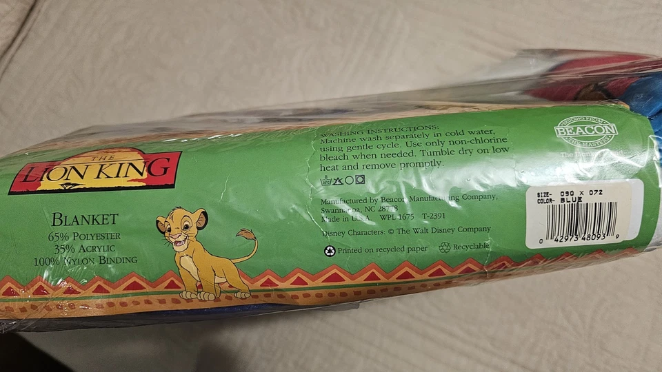 "Manta Simba Rey León Años 90 Vintage Walt Disney Twin Completa 72 x 90""" Foto 4 de 4