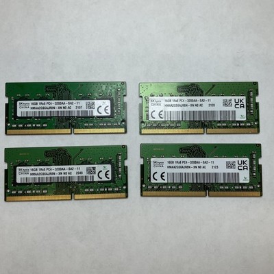 Lot of 4 SK Hynix HMAA2GS6AJR8N-XN 16GB DDR4 PC4-3200AA 1Rx8 Laptop SODIMM RAM