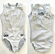 GK ELITE gymnastics TEAM USA Replica FREEDOM Leotard LINED WHITE Tank Leo AXS