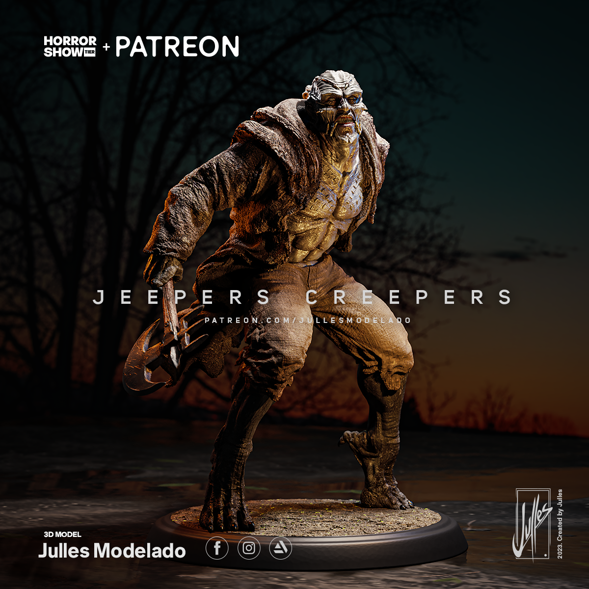 Jeepers Creepers 3D Printed Figure, Unpainted The Creeper Model