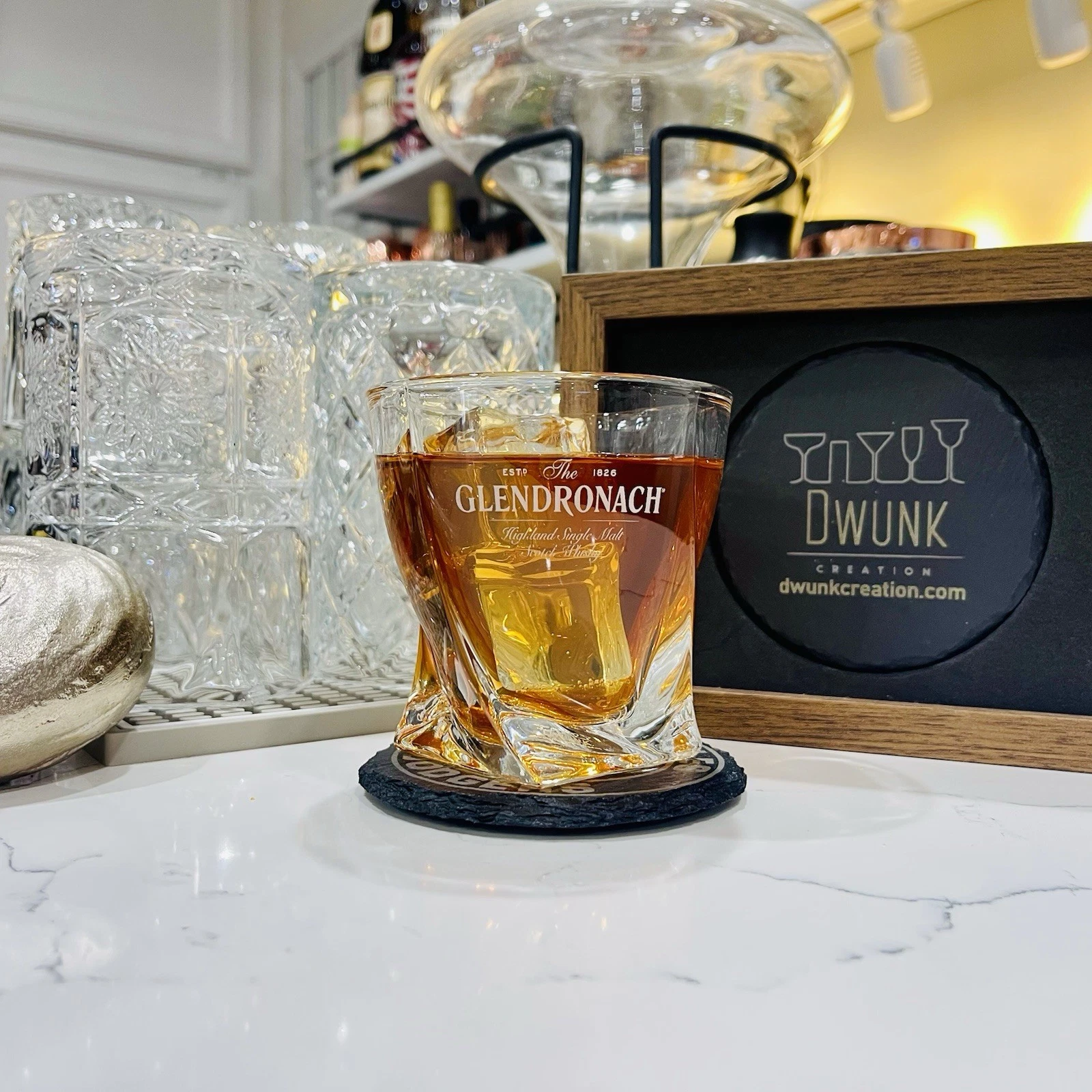 Engraved Glendronach Whiskey Glass - Twisted Whiskey Glasses