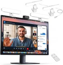 Dual-Lamp Video Conference Lighting, LED Streaming Light with Remote and Touch C