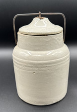 John L Weir 1892 Patent Stoneware Canning Jar Antique Crock w/ Bail Handle